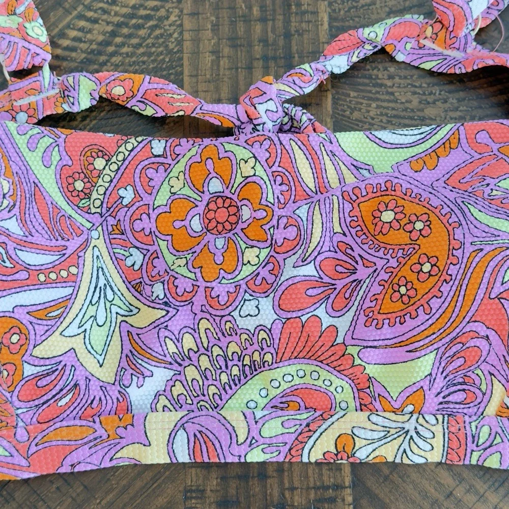 $56 Jessica Simpson Women's Standard Print Bikini Top Orange Pink  Size XL NWT